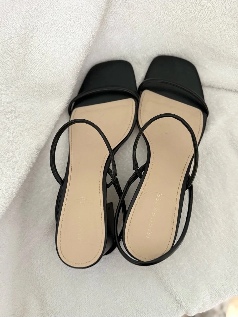 Marc Fisher Black Strappy Square-Toe Heeled Sandals